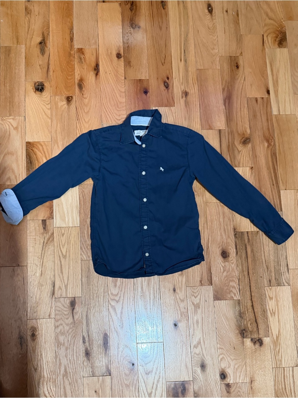 L.O.G.G. H&M Boys Navy Blue Long Sleeve Button-Down Shirt | Size 7-8